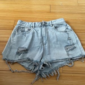 Blue garage jean shorts